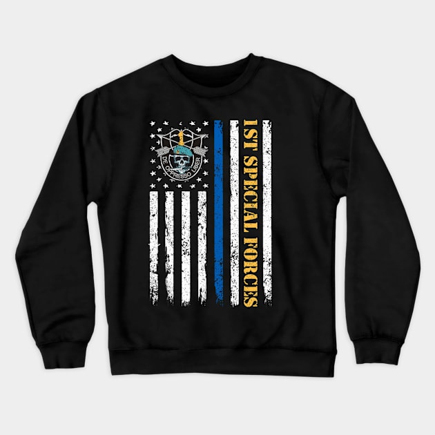 Proud US Army 1st Special Forces Group American Flag De Oppresso Liber SFG - Gift for Veterans Day 4th of July or Patriotic Memorial Day Crewneck Sweatshirt by Oscar N Sims